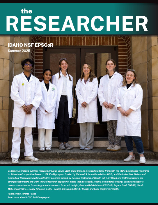 Summer research group wearing lab coats at Lewis-Clark State College
